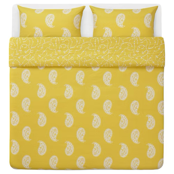 IKEA AROMATISK Duvet Cover And Pillowcases, Yellow, Full/Queen (305.692.79) NEW - Picture 1 of 5